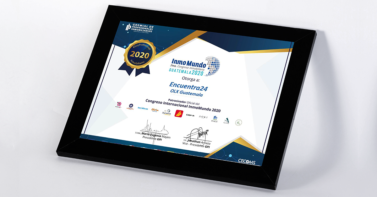 Patrocinio del congreso Inmobiliario InmoMundo Guatemala 2020