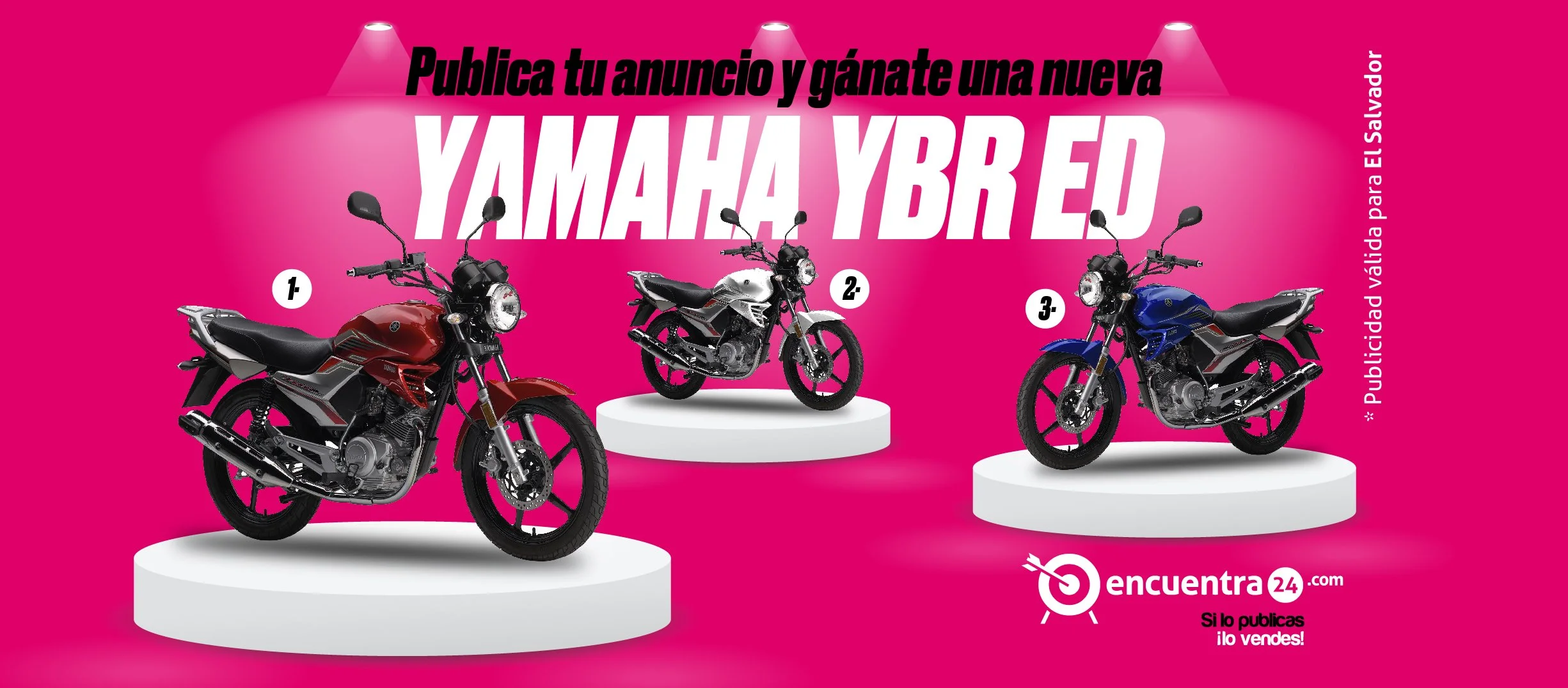 ENCUENTRA24 REGALA 3 YAMAHA YBR ED 0km EN PREMIOS A SUS USUARIOS